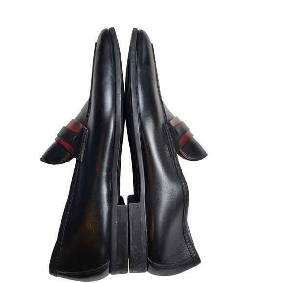 Magnanni Daniel penny loafers black leather w burnished red strap mens size 10.5 main image 5